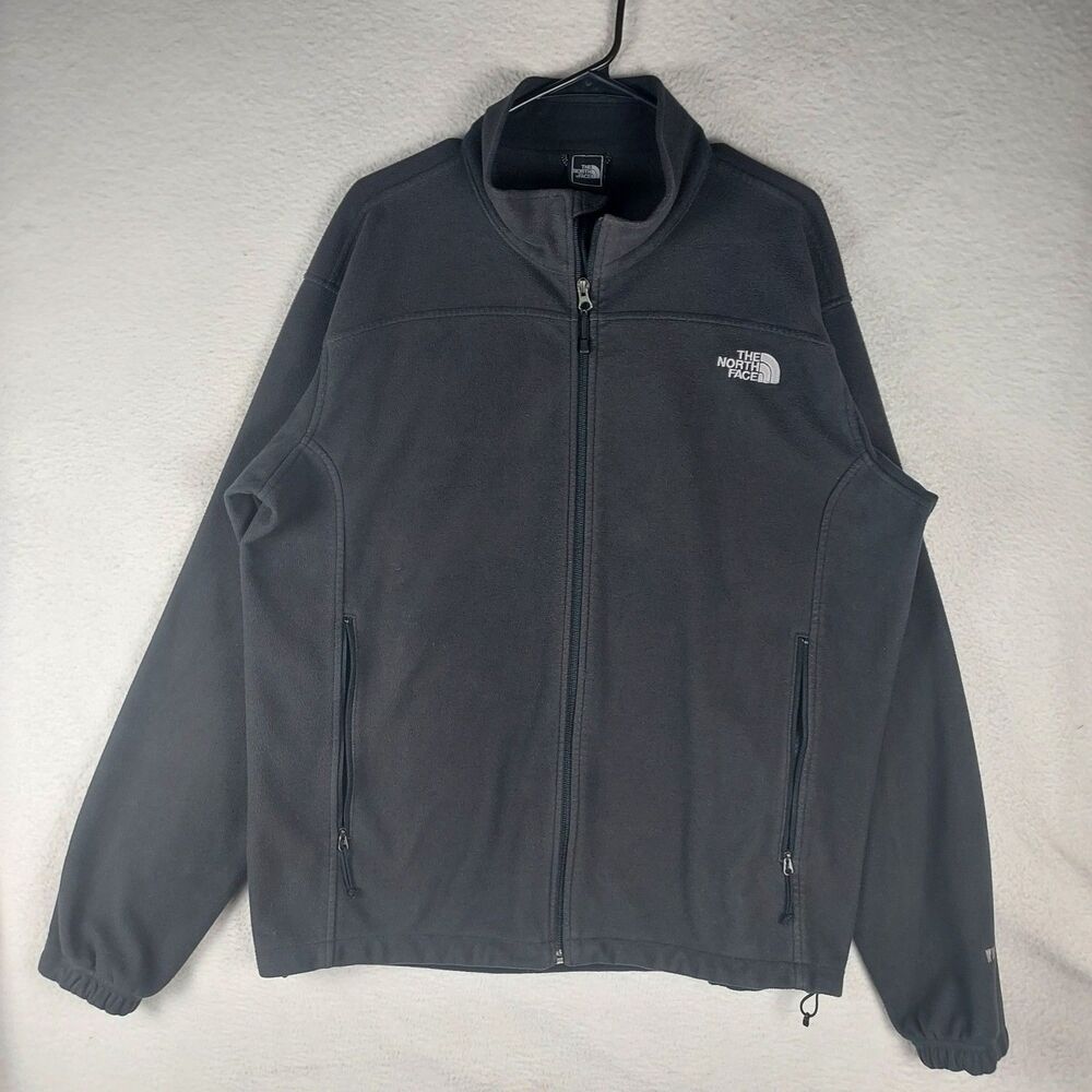 North Face Windwall Fleece Jacket Mens L Black Full Zip Pockets
